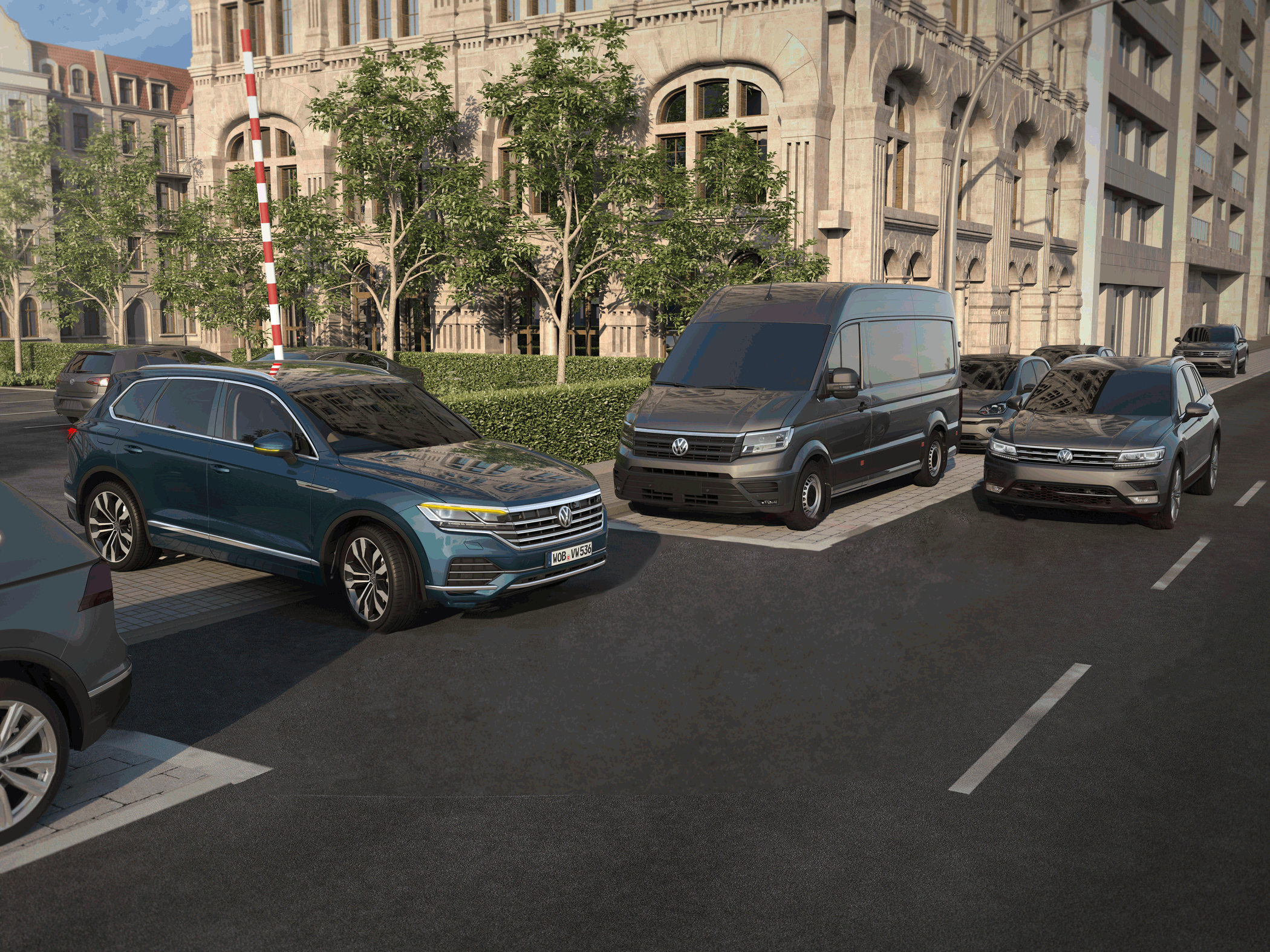 Animation of collision detection waves coming from VW Touareg