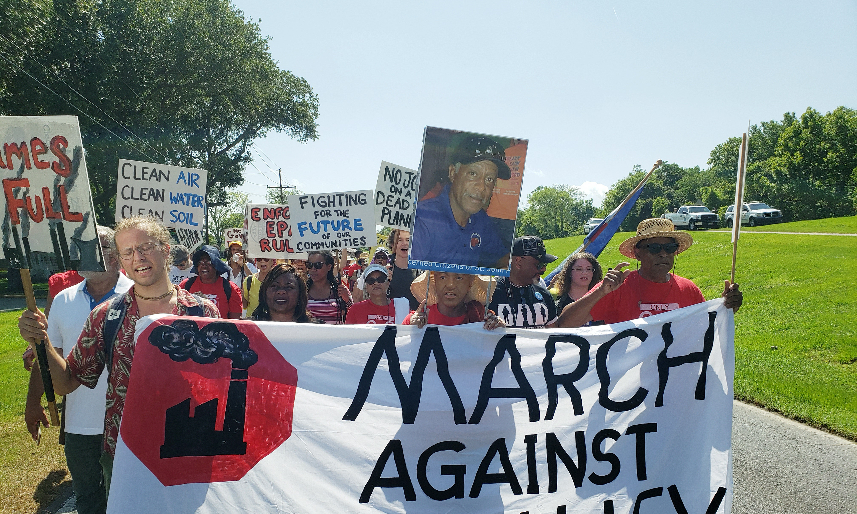 Marchers leave Reserve, Louisiana. ‘We are demanding not only the saving of our children at this school, we are demanding the salvation of this entire area.’