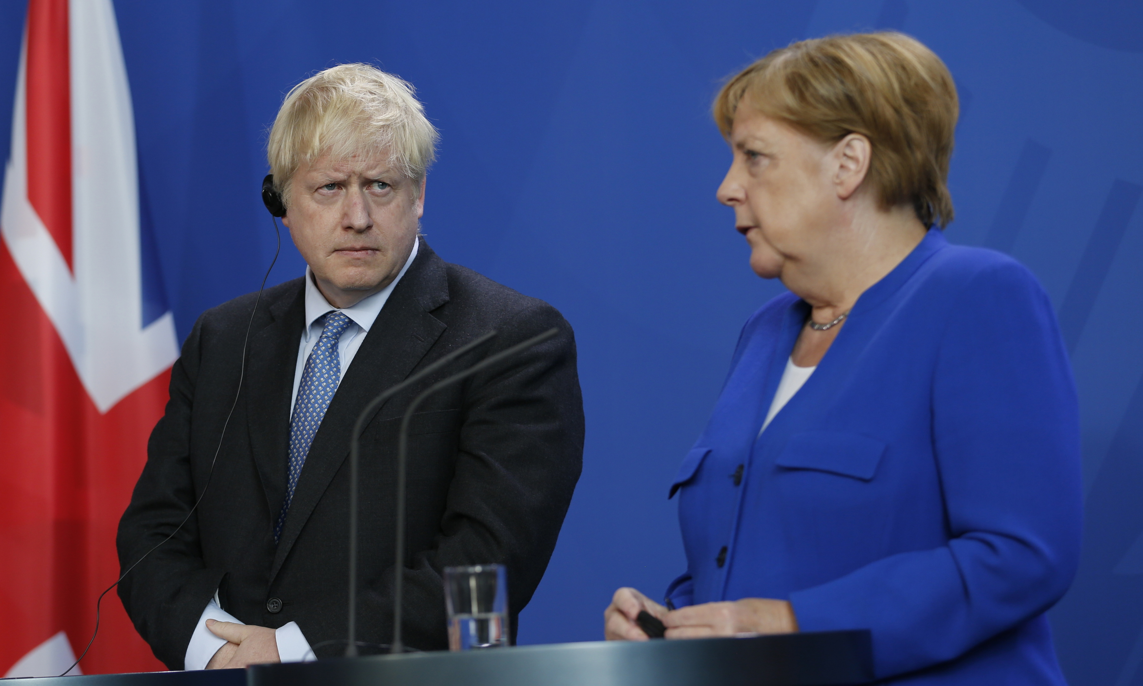 Boris Johnson and Angela Merkel in Berlin, August 2019