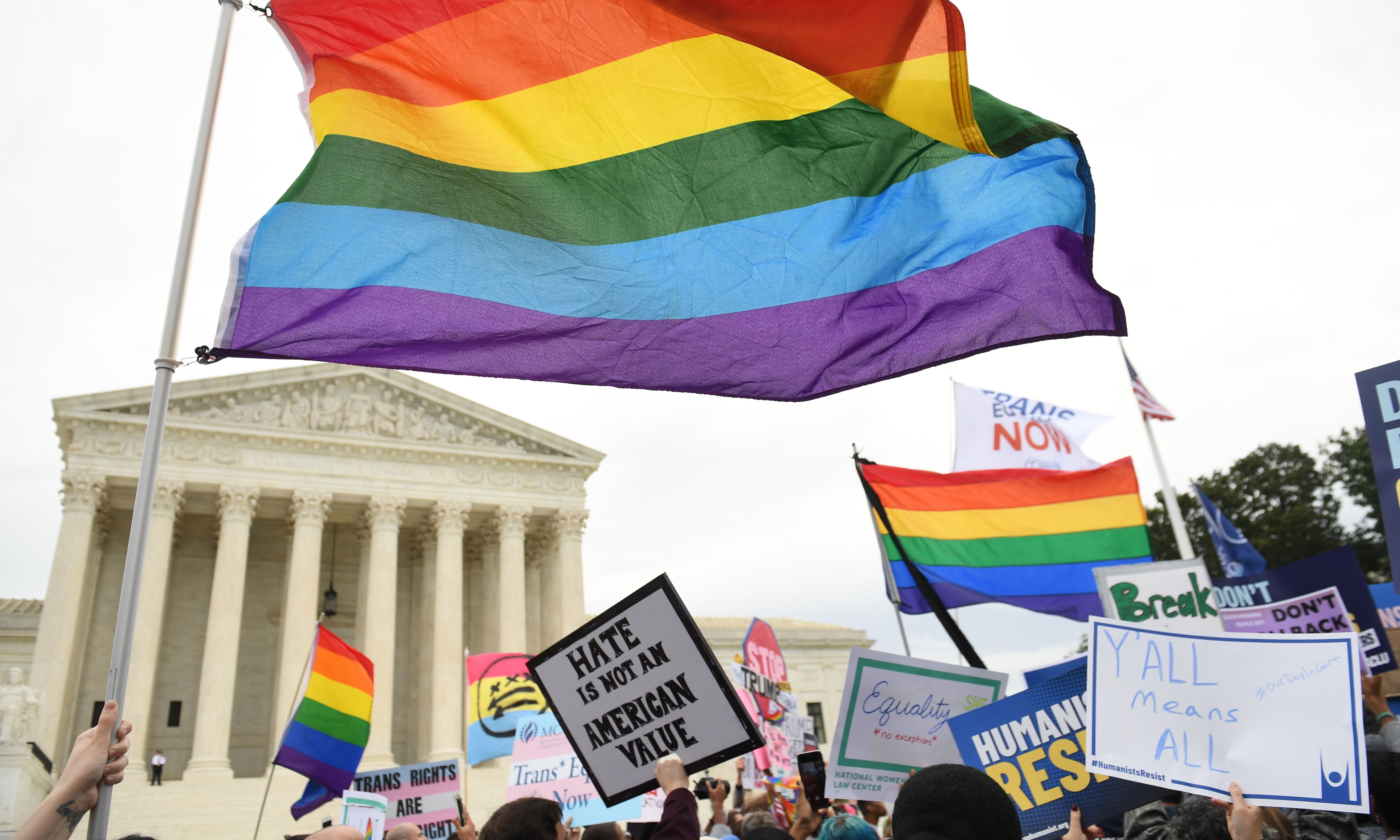 Demonstrators outside the US supreme court on 8 October 20119