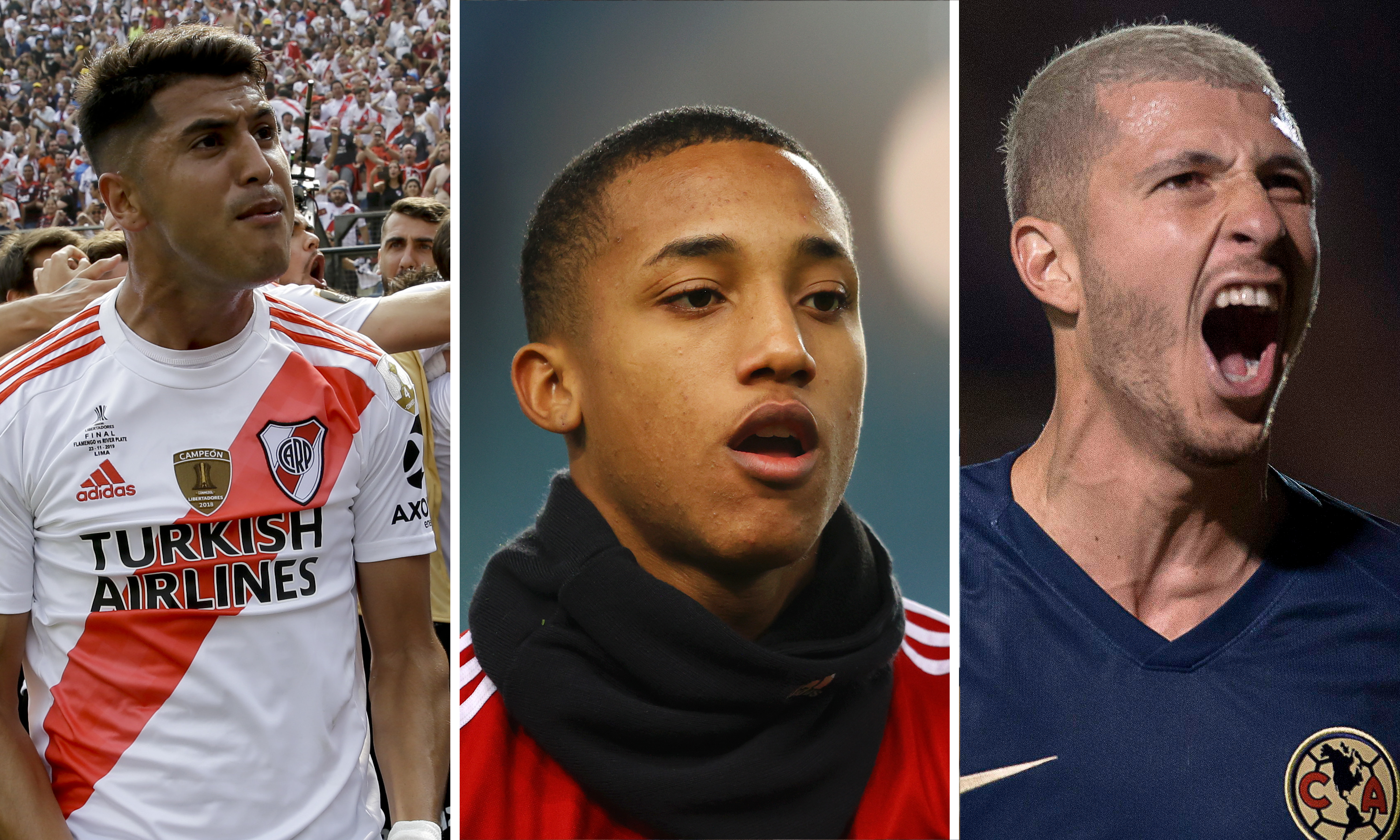 From left: Exequiel Palacios left Rover Plate for Germany, João Pedro has landed in Watford and Guido Rodríguez has swpped Club América in Mexico for Real Betis. 