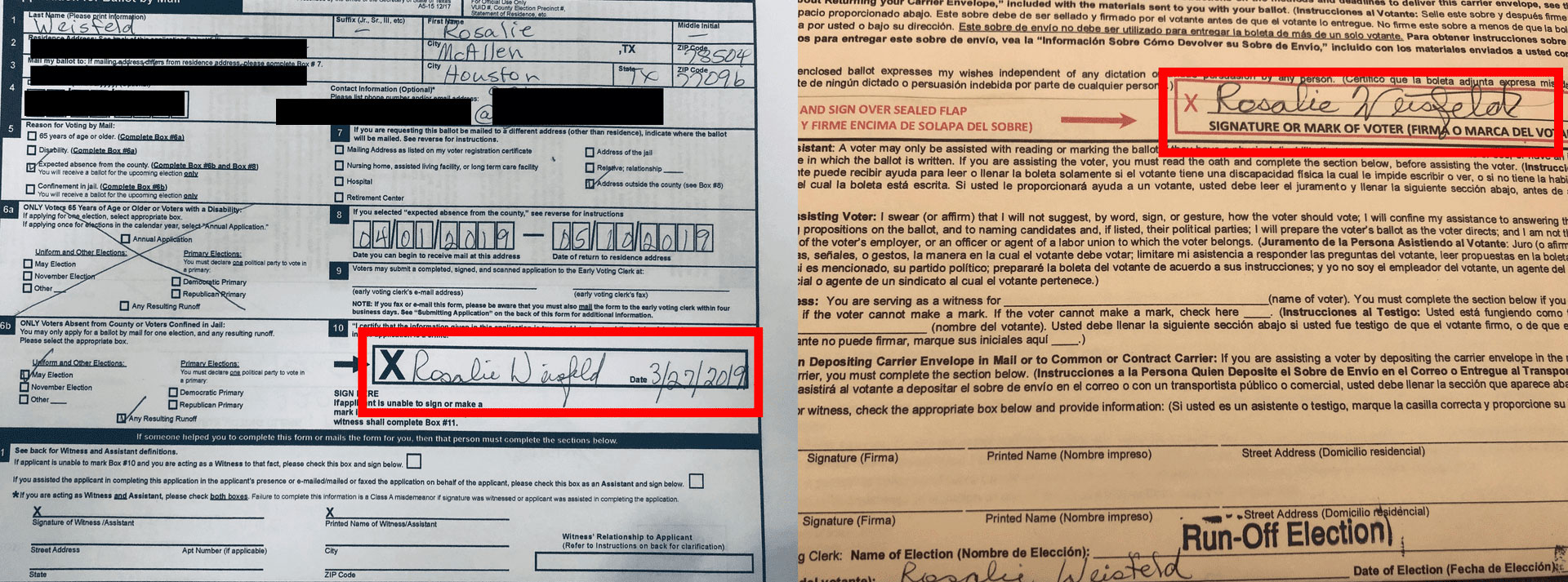 Election officials examined the signature Weisfeld put on the ballot, compared it to one they had on file, and determined they weren’t from the same person.