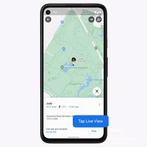 Live View for Google Maps location sharing.