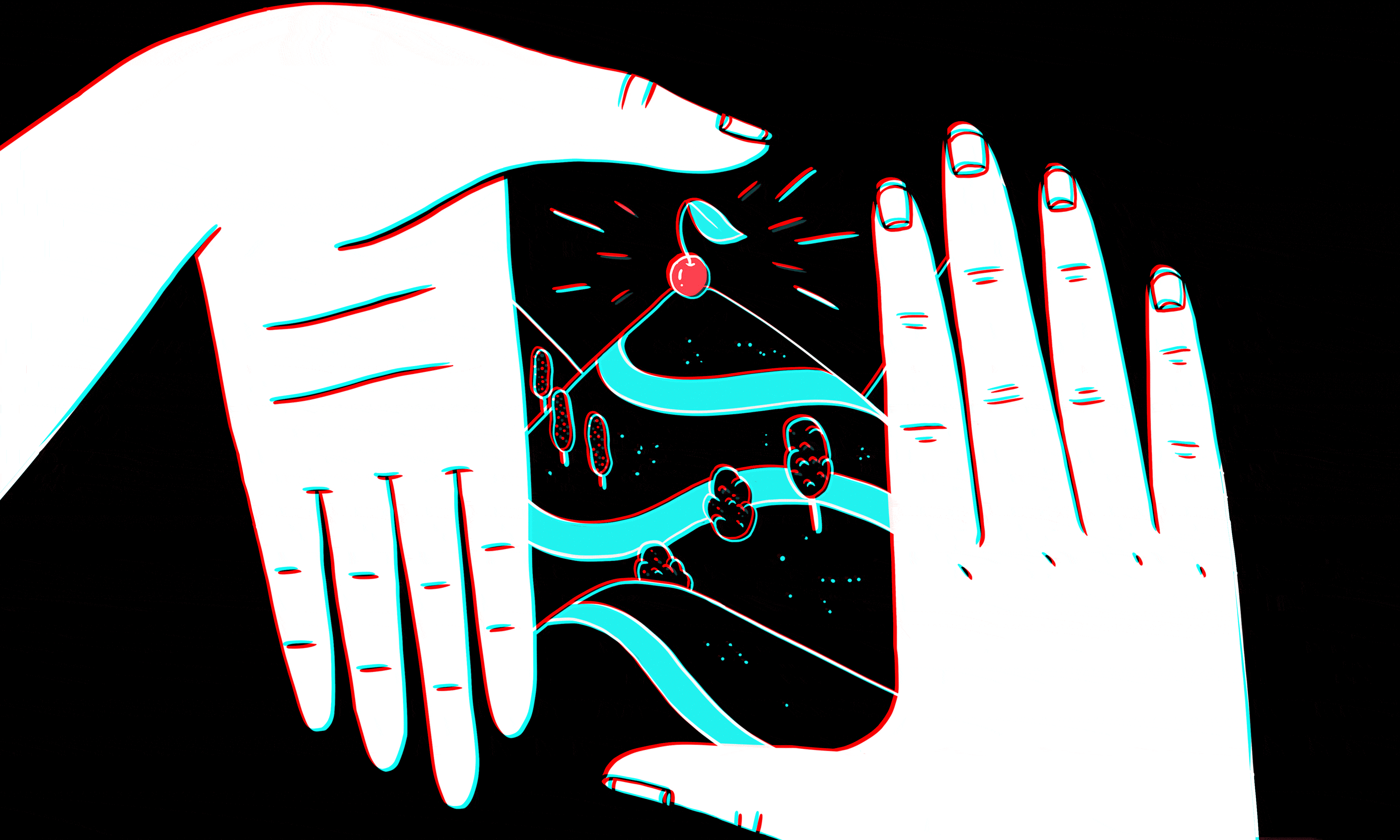 Animation of hands making the shape of a frame