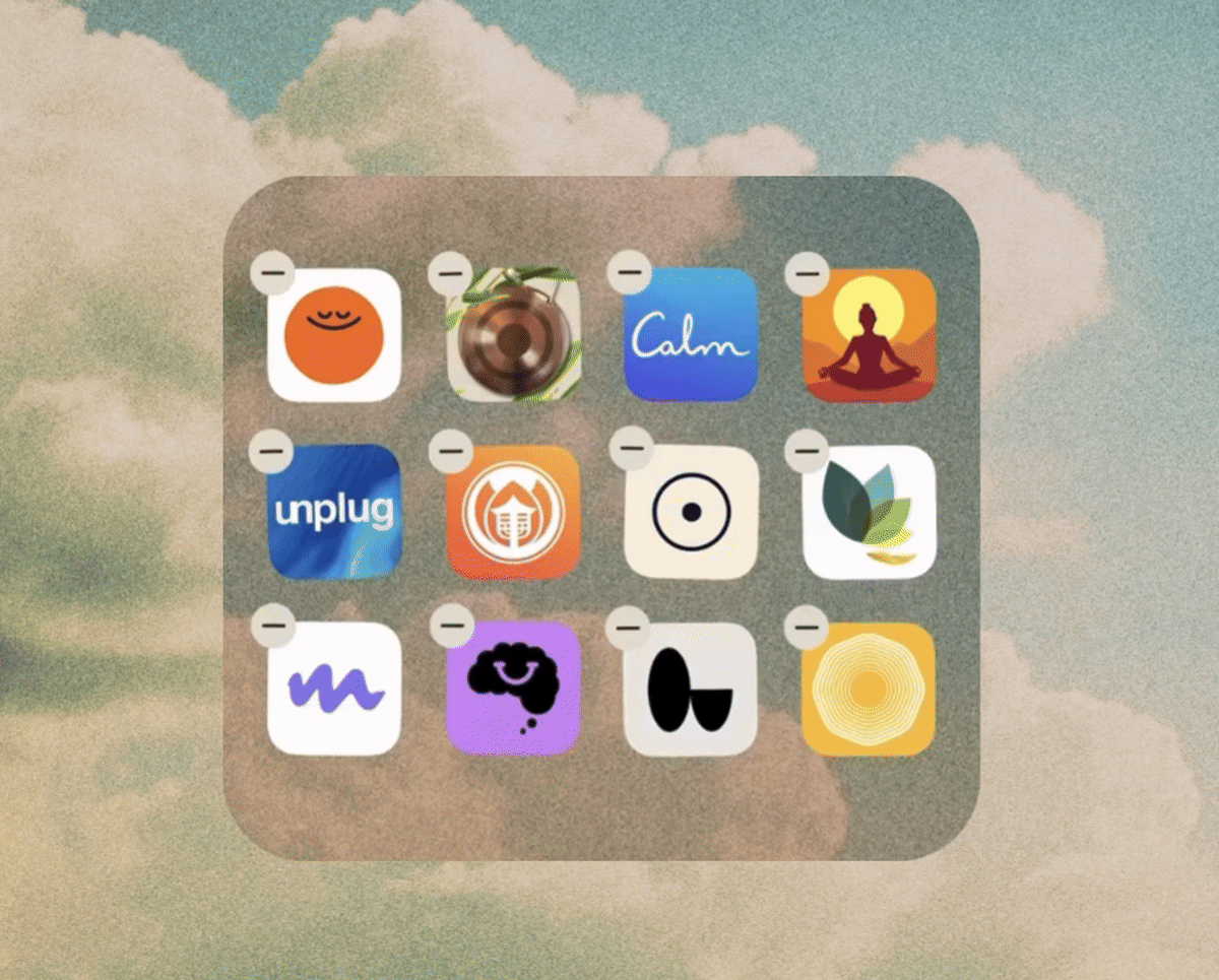 Meditation app icons displayed on an iphone